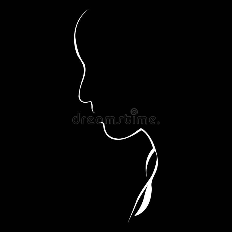 Silhouette of women face on black darkness background