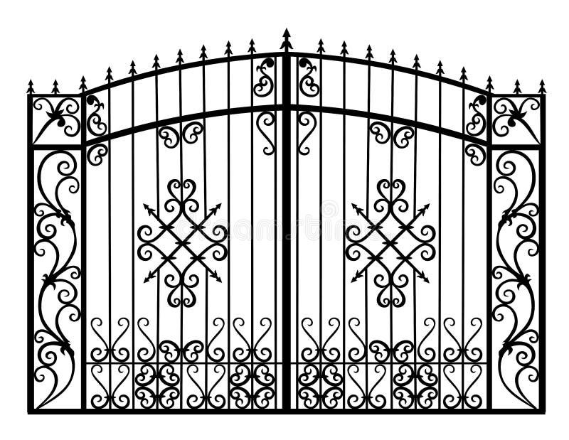 Silhouette of a wrought iron gate vector