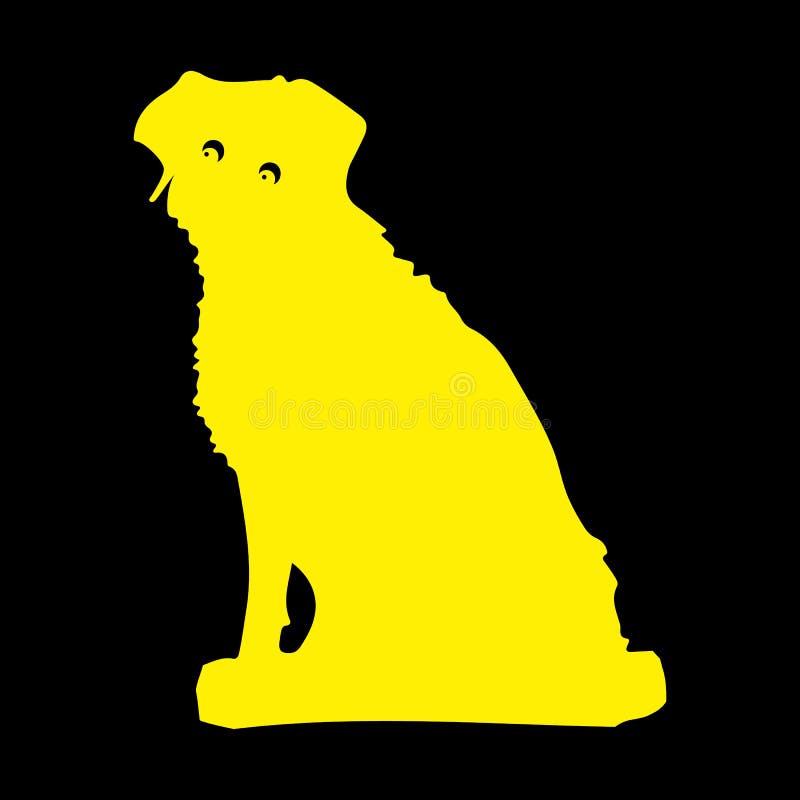 Silhouette of a yellow dog sitting, Cartoon on a black royalty free illustration Silhouette of a yellow dog sitting, Cartoon on a black royalty free illustration