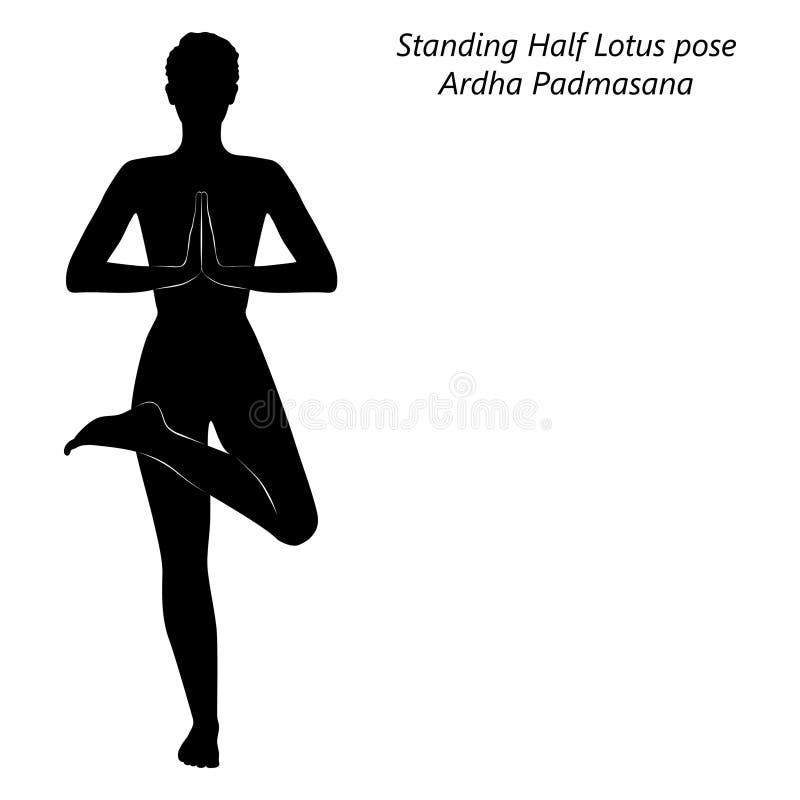 back view of yoga instructor showing young people half lotus pose with  raised prayer hands Stock Photo - Alamy
