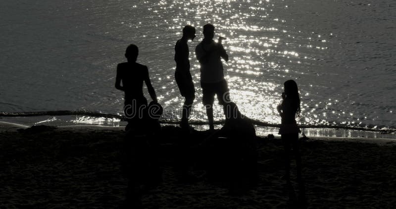 Silhouette Young Play Shore