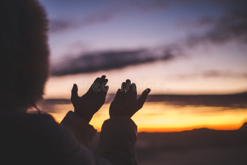 Silhouette of Young Human Hands Open Palm Up Worship and Praying To God at  Sunrise, Christian Religion Concept Background Stock Image - Image of  christianity, belief: 137782495