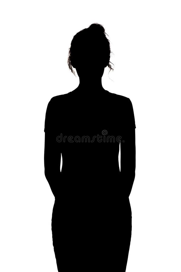 Profile of a Sad Young Woman Silhouette in Swimsuit Stock Image