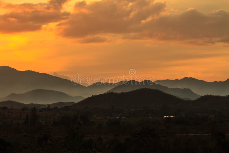 Silhouetted mountians sunset abstract