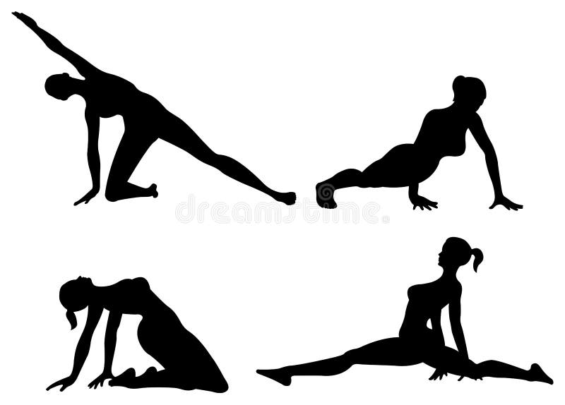 silhouettekvinnayoga stock illustrationer silhouettekvinnayoga stock illustrationer