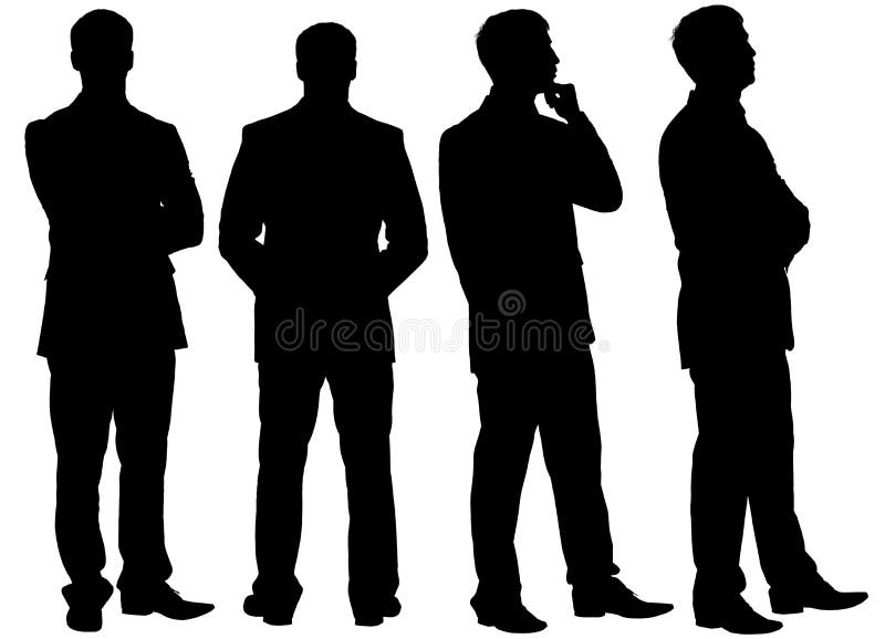 Silhouetten van denkende zakenman in verschillende houdingen vector illustratie Silhouetten van denkende zakenman in verschillende houdingen vector illustratie