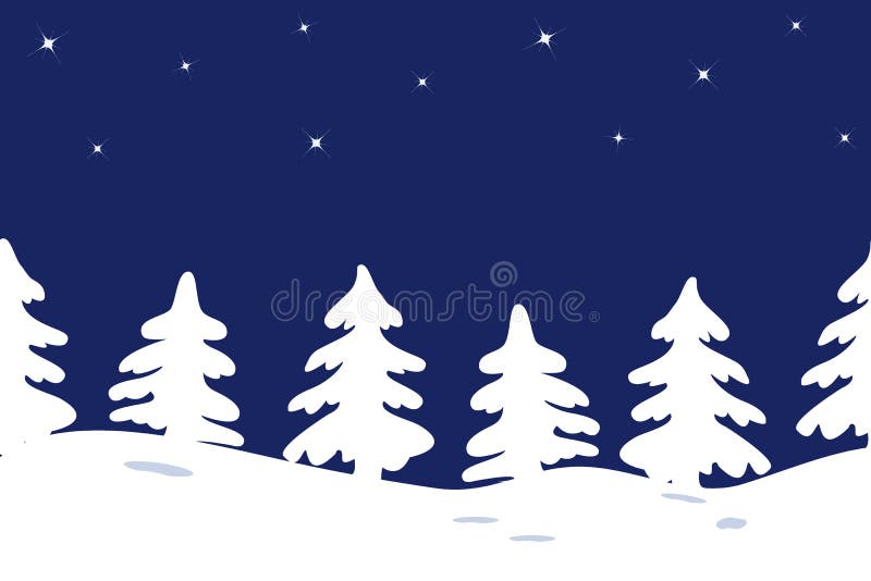 Silhouetten van Kerstbomen op een achtergrond van de sterhemel Naadloze grens vector illustratie Silhouetten van Kerstbomen op een achtergrond van de sterhemel Naadloze grens vector illustratie