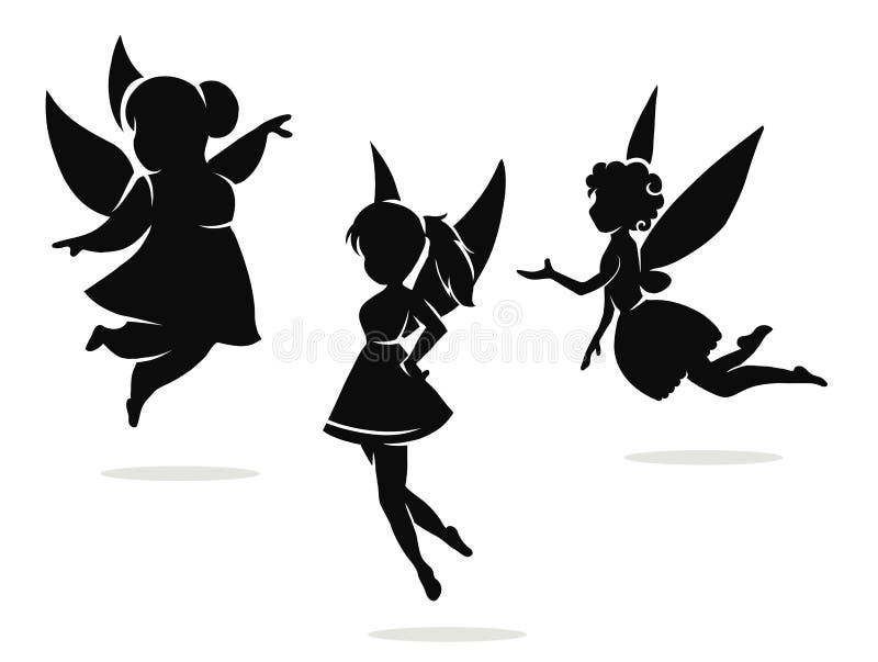 Silhouetten van kleine feeën royalty-vrije illustratie Silhouetten van kleine feeën royalty-vrije illustratie
