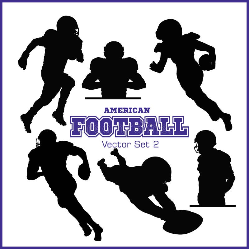 Silhouettes American football players isolated on the white vector illustration Silhouettes American football players isolated on the white vector illustration