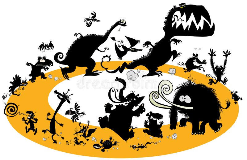 Silhouettes animales courantes dans le cycle illustration de vecteur Silhouettes animales courantes dans le cycle illustration de vecteur