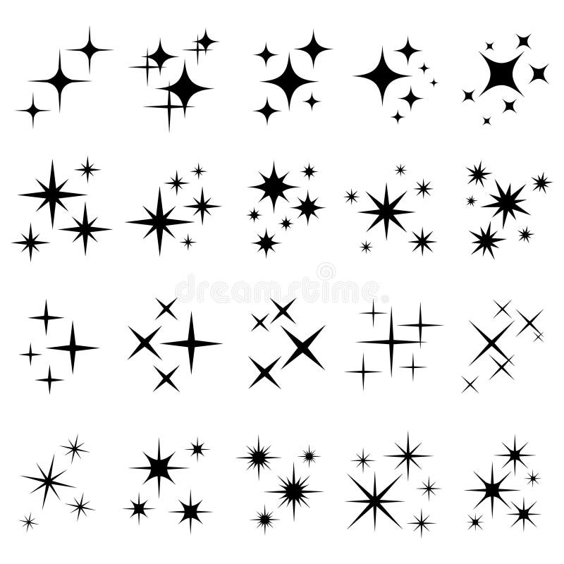 Silhouettes brillantes d'étincelles Particules d'étoile de scintillement, étincelles de scintillement et icônes de vecteur de sil Silhouettes brillantes d'étincelles Particules d'étoile de scintillement, étincelles de scintillement et icônes de vecteur de sil