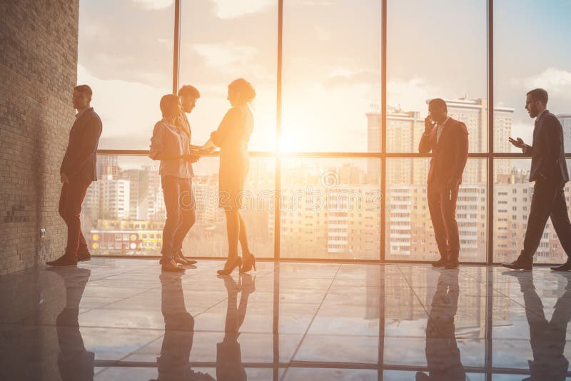 Silhouettes of Business People in a Conference Room. Stock Image