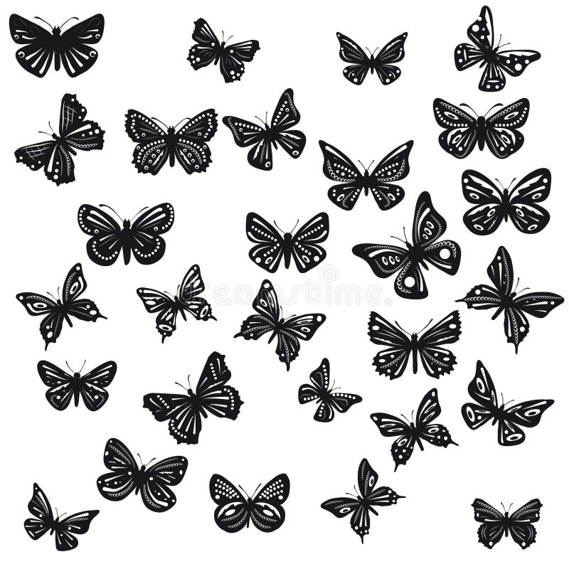 Silhouettes of butterflies