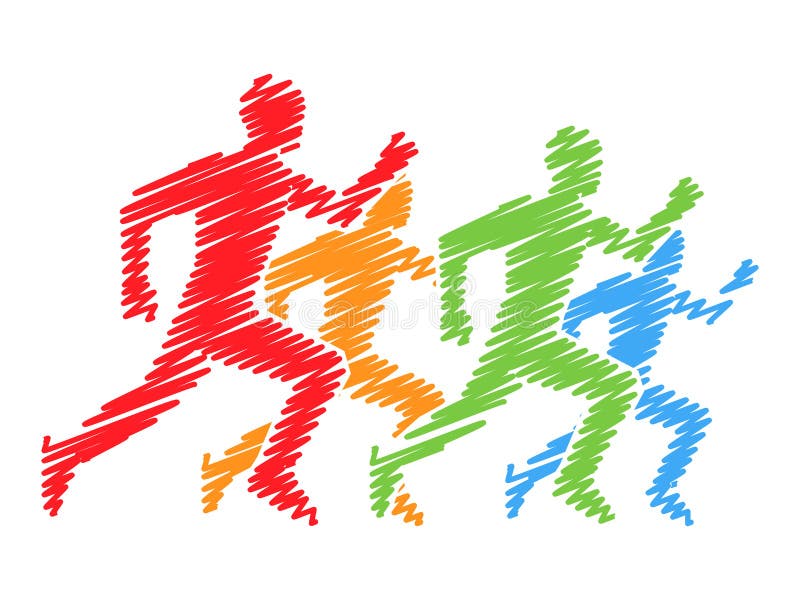 Silhouettes ColorÃ©es Des Coureurs Fonctionnement De Vecteur Et Logo De  Marathon Illustration Stock - Illustration du sportif, turbine: 67530464