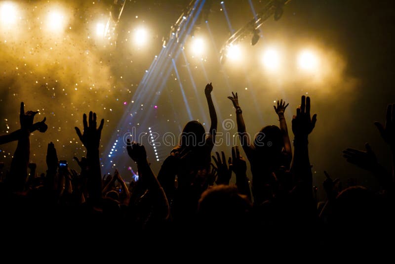 Silhouettes of Concert Crowd Stock Photo - Image of discotheque, event ...