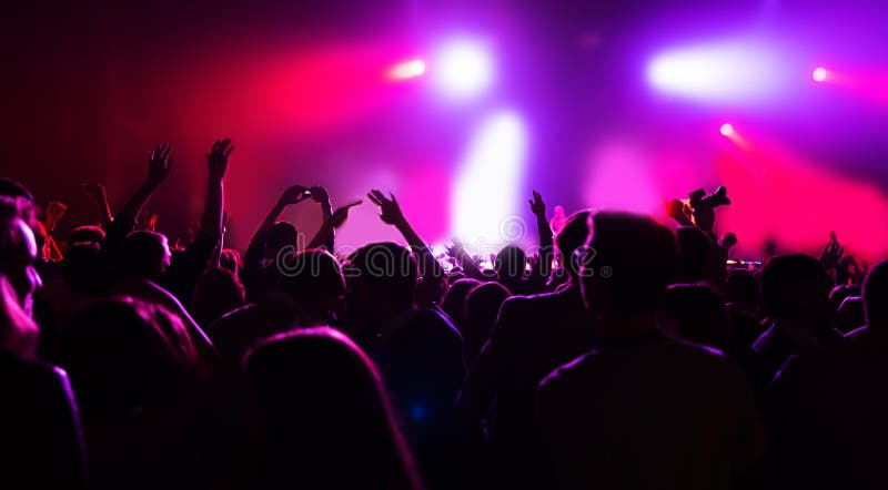 Silhouettes of Crowd Party Concert Music Happy Stock Photo - Image of ...