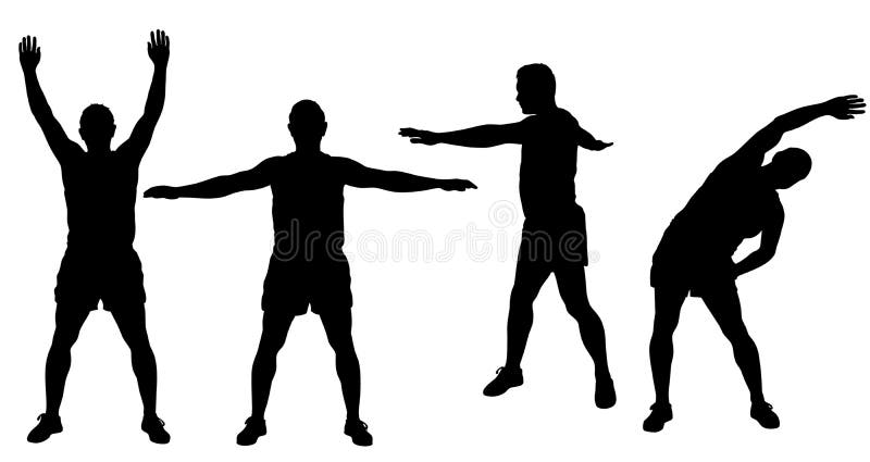 Silhouettes d'homme folâtre s'étendant et worming illustration stock Silhouettes d'homme folâtre s'étendant et worming illustration stock