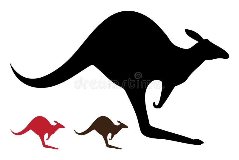 Kangaroo silhouettes isolated on white background. Kangaroo silhouettes isolated on white background