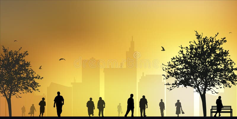 Silhouettes de marche de personnes illustration stock Silhouettes de marche de personnes illustration stock