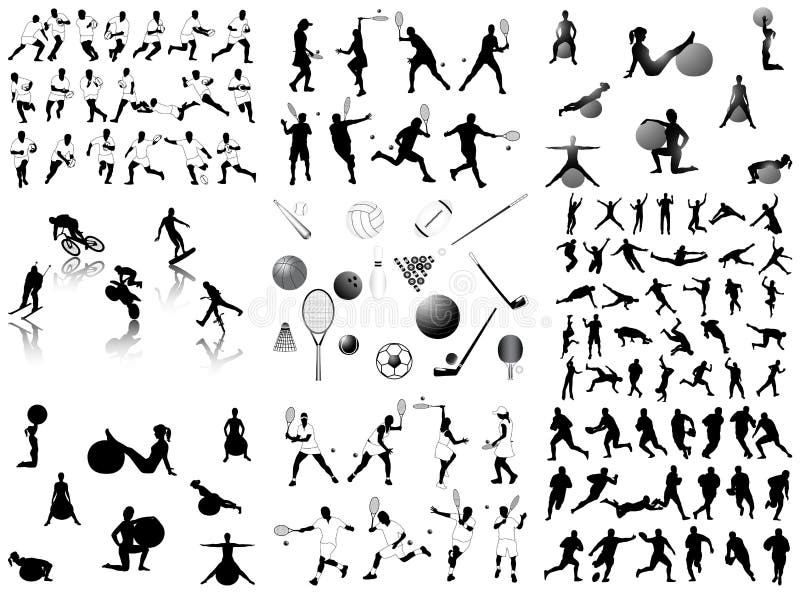 Silhouettes de sports illustration de vecteur