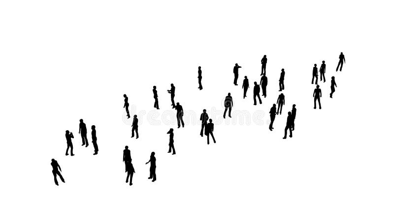Silhouettes des gens de foule sur le blanc