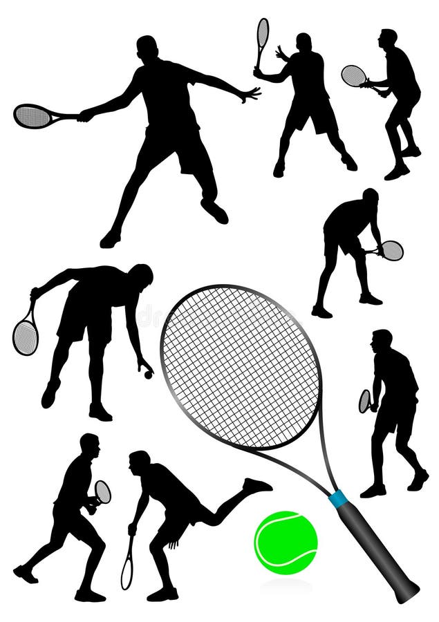 Silhouettes détaillées de joueurs de tennis