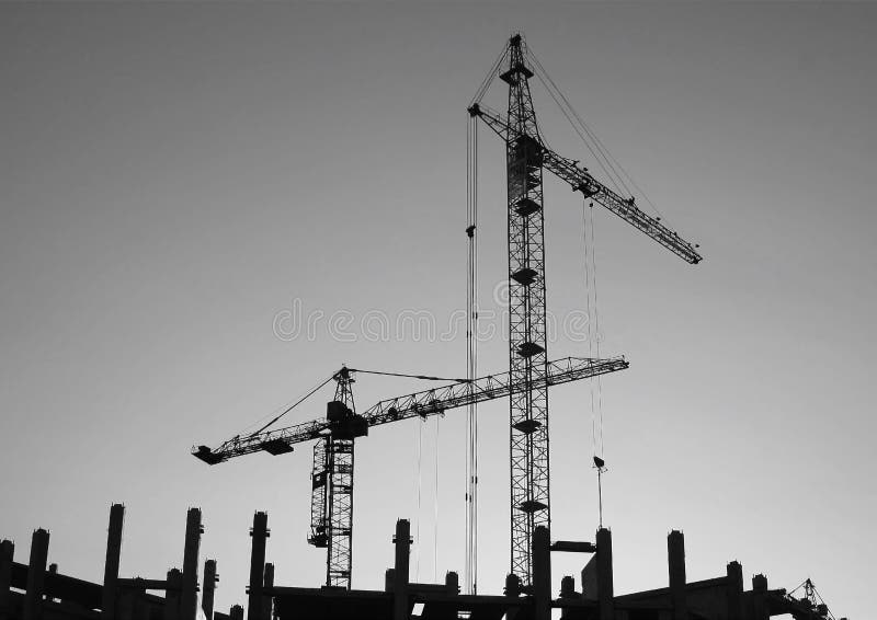 Silhouettes of elevating cranes 1