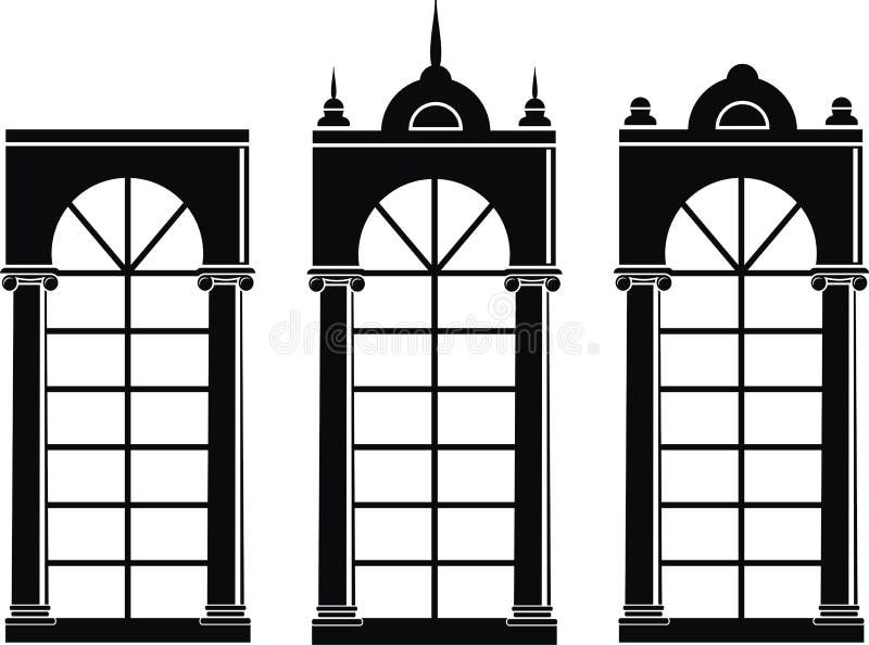 Silhouettes of medieval windows