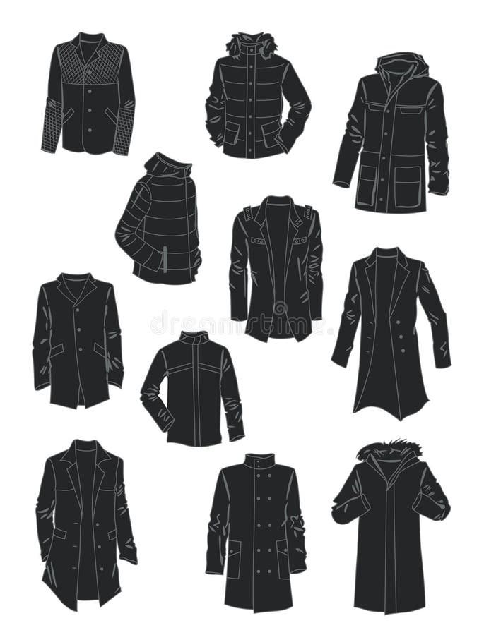 Silhouettes of Men S Jackets and Coats Stock Vector - Illustration of ...