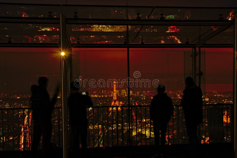 Viewing platform of Montparnasse skyscraper in Paris at night stock photography Viewing platform of Montparnasse skyscraper in Paris at night stock photography