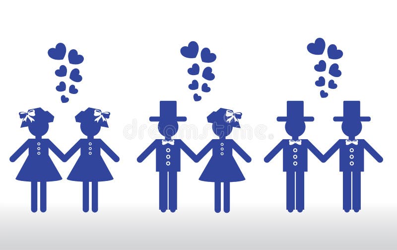 Silhouettes of the pairs of mixed couples of different sexes vector illustration Silhouettes of the pairs of mixed couples of different sexes vector illustration