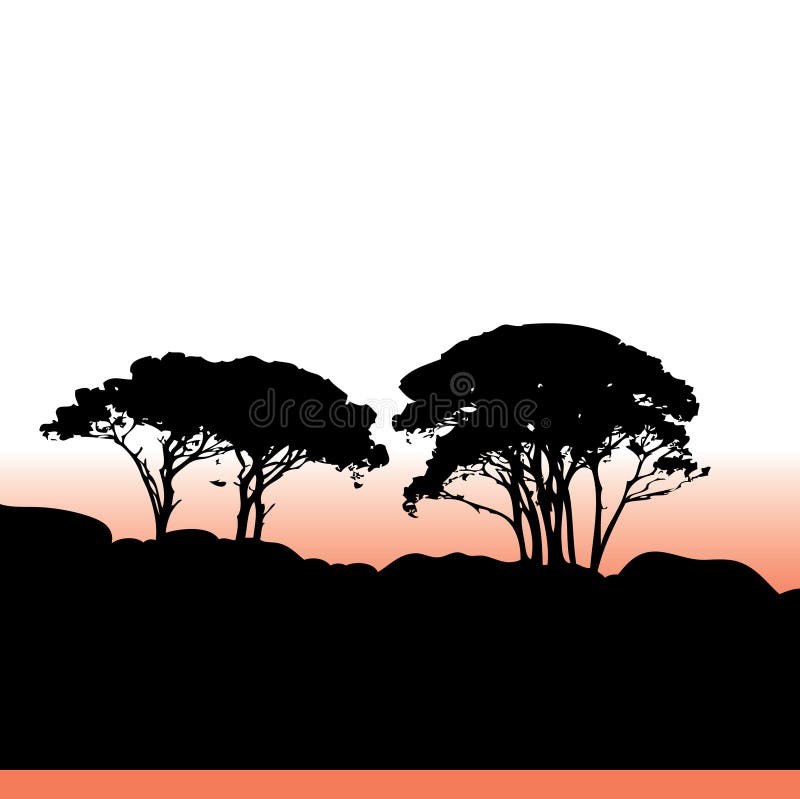 Silhouettes of trees