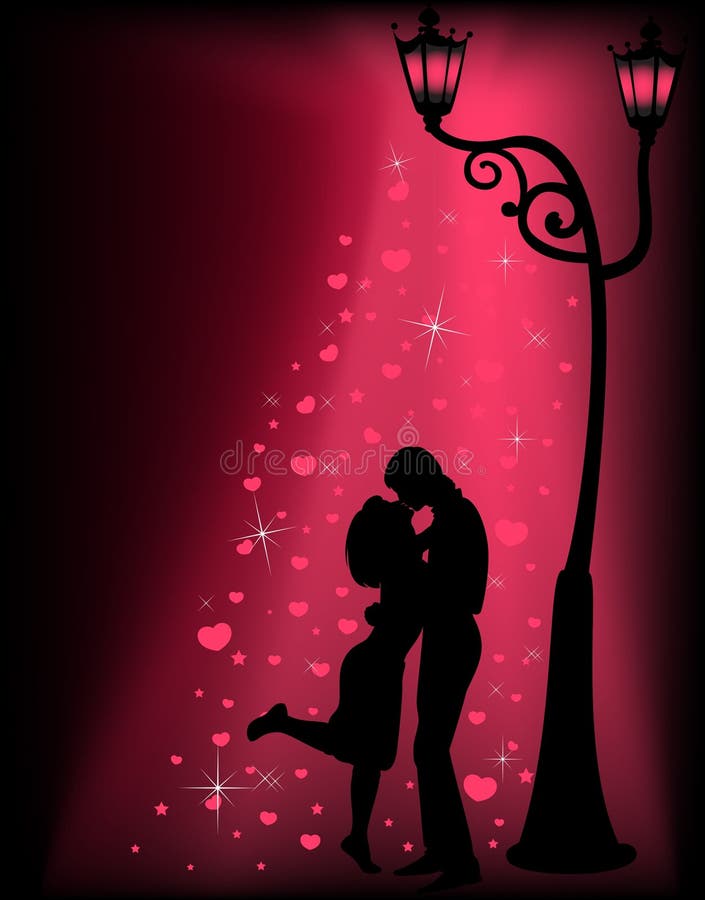 Silhouettes of two lovers