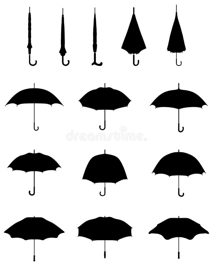 Silhouettes of umbrellas stock illustration. Illustration of silhouette