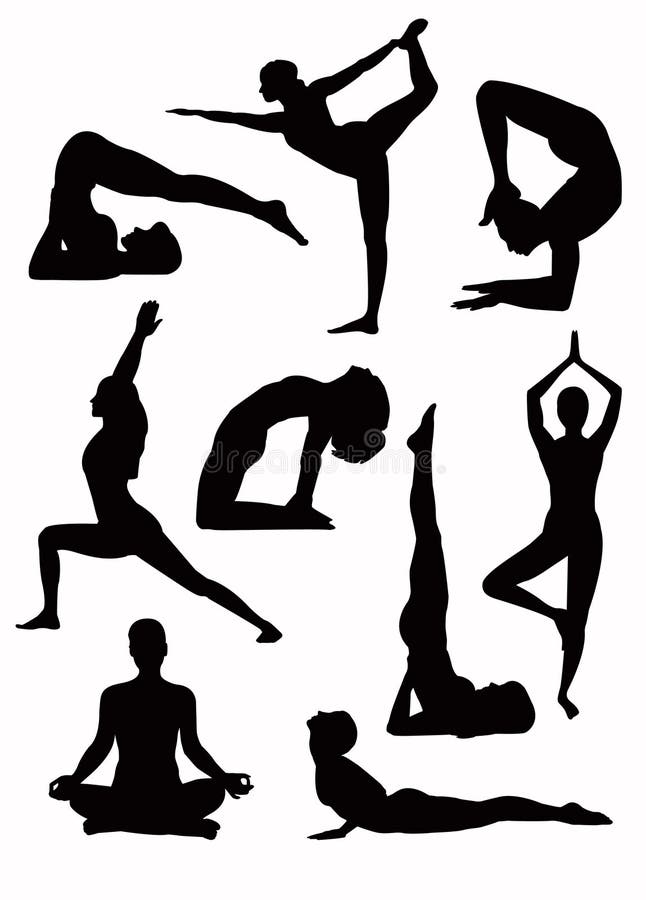 silhouettes vektoryoga vektor illustrationer silhouettes vektoryoga vektor illustrationer