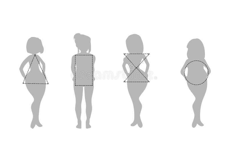 Silhouettes of Women by Type of Figure. Vector Illustration. Stock ...