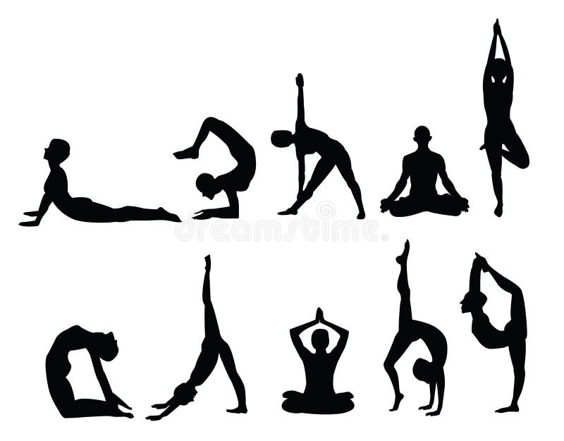 silhouettes yoga vektor illustrationer silhouettes yoga vektor illustrationer