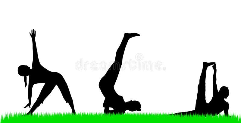silhouettes yoga stock illustrationer silhouettes yoga stock illustrationer