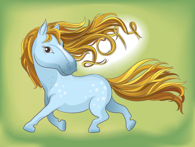 Silhueta azul de um cavalo running. Juba do cabelo s ilustração do vetor Silhueta azul de um cavalo running. Juba do cabelo s ilustração do vetor