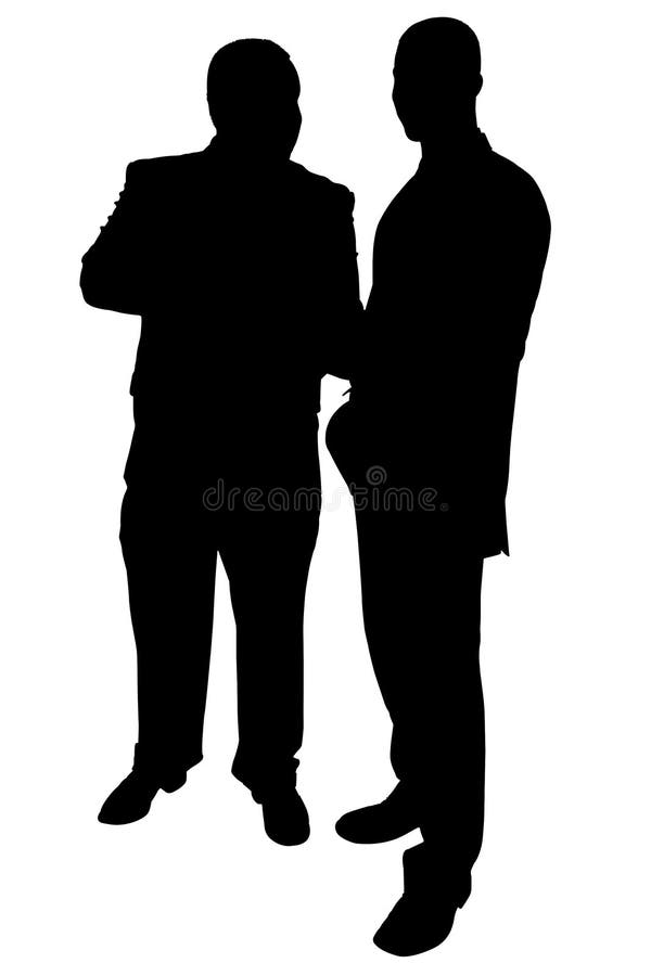 Silhueta com o trajeto de grampeamento de uma fala de dois homens de negócios
