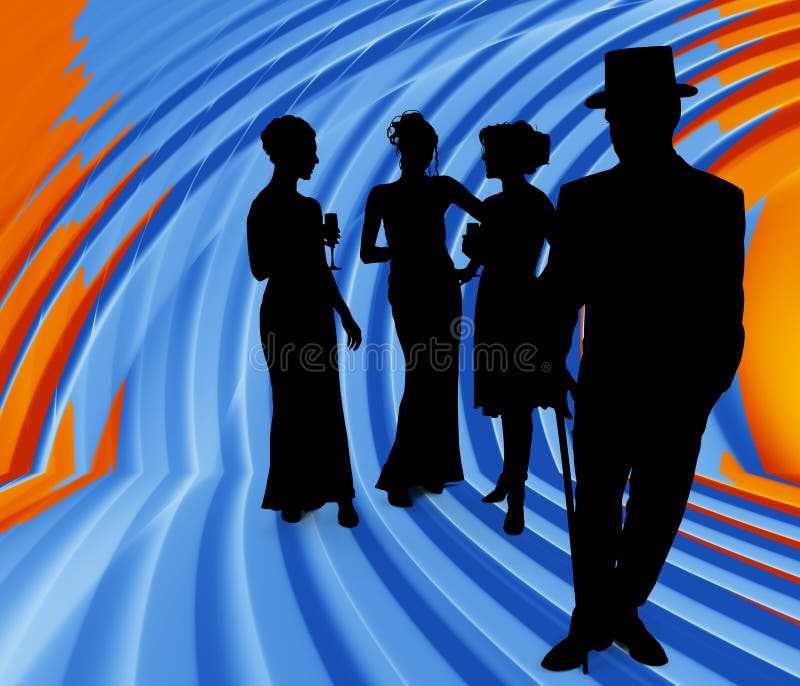 Silhouette over white with clipping path. Orange blue background. Silhouette over white with clipping path. Orange blue background.