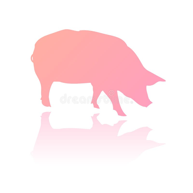 Silhueta cor-de-rosa do porco do vetor