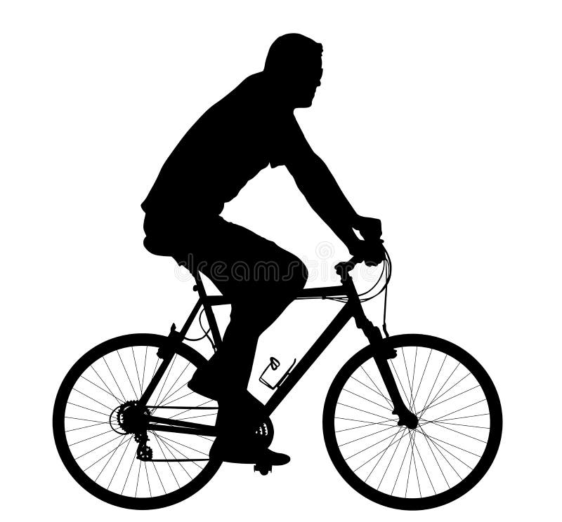 Silhueta da bicicleta da equitação do homem ilustração stock Silhueta da bicicleta da equitação do homem ilustração stock