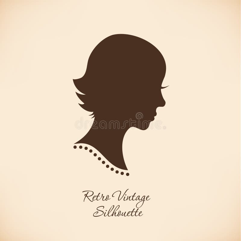 Silhueta da cabeça da mulher do vintage. Meia cara isolada vetor da mulher. Imagem moderna retro do retrato bonito da menina ilustração stock Silhueta da cabeça da mulher do vintage. Meia cara isolada vetor da mulher. Imagem moderna retro do retrato bonito da menina ilustração stock