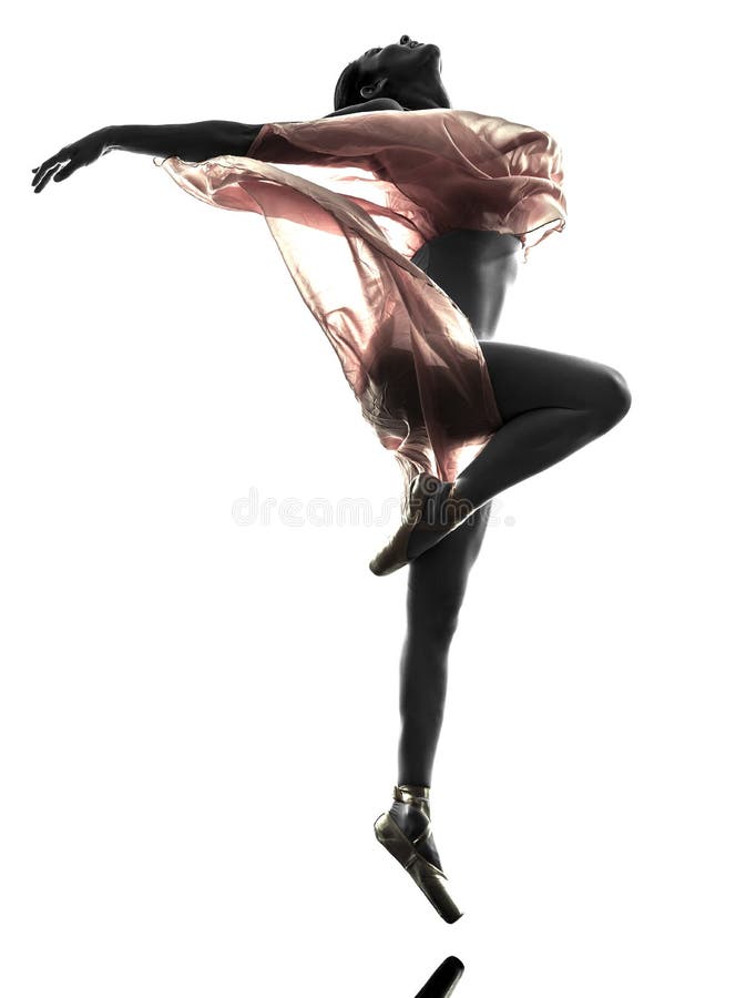 Silhueta da dança do dançarino de bailado da bailarina da mulher imagens de stock Silhueta da dança do dançarino de bailado da bailarina da mulher imagens de stock