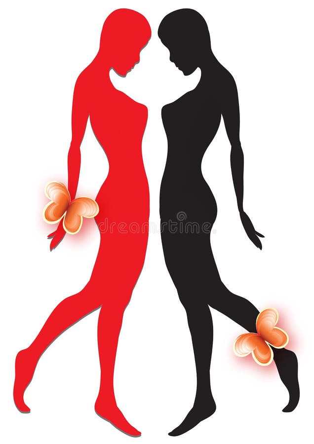 Woman silhouette in beauty confrontation. Woman silhouette in beauty confrontation