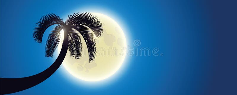 Silhueta da palma pela Lua cheia ilustração do vetor Silhueta da palma pela Lua cheia ilustração do vetor