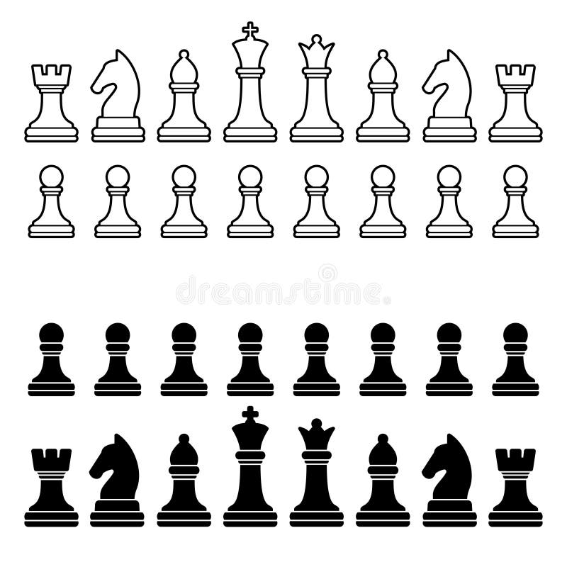 Partes de xadrez ajustadas ilustração do vetor. Ilustração de bispos -  29314282