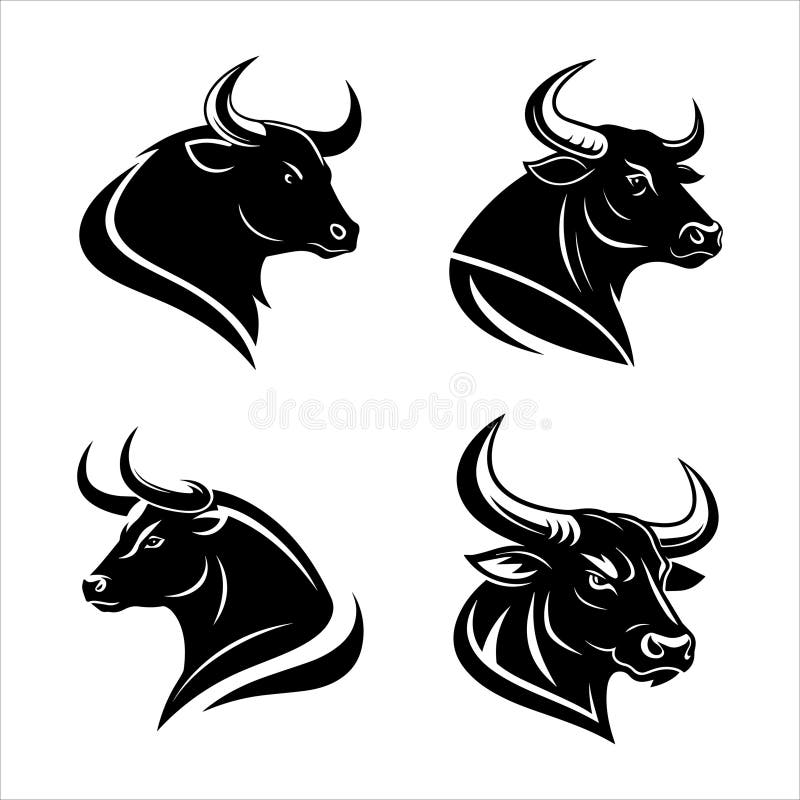 Silhueta de cabeça de touro em preto ilustração do vetor
