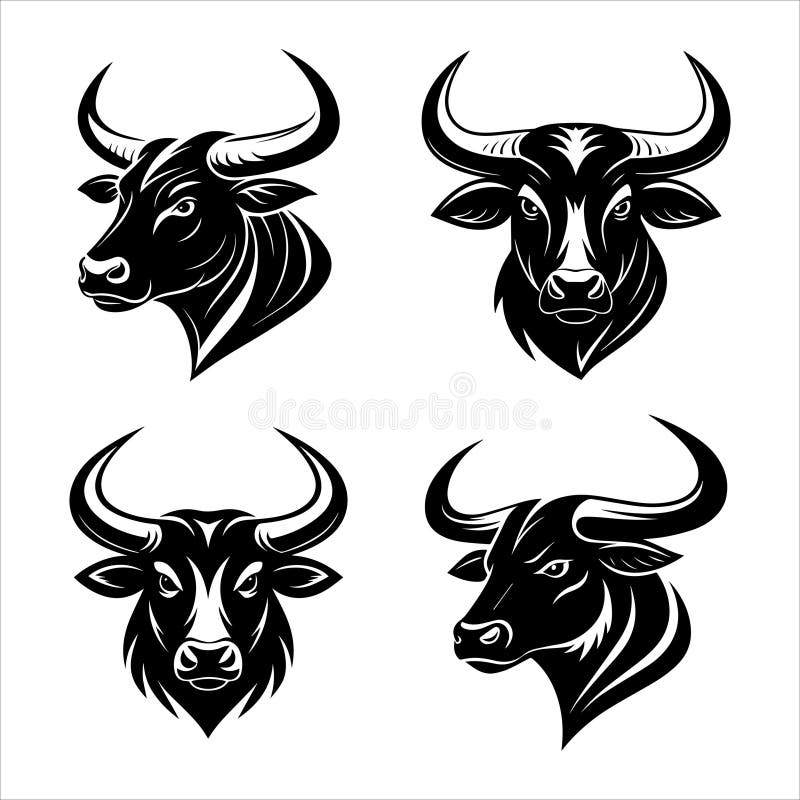 Silhueta de cabeça de touro em preto ilustração royalty free